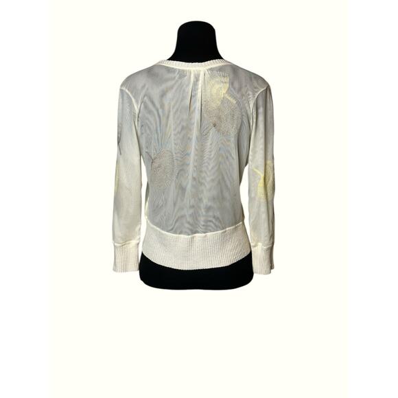 Nic + Zoe Cream Floral Embroidered Button up Sweater size Small - Picture 9 of 16